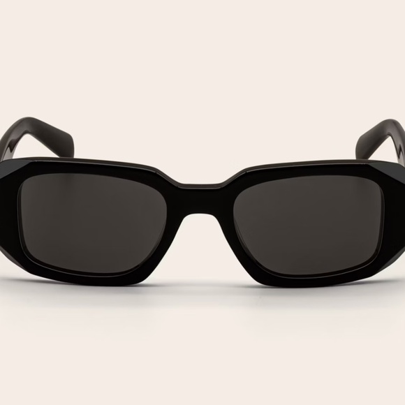 NWT Gabriele Rectangle Italian Acetate Sunglasses Black